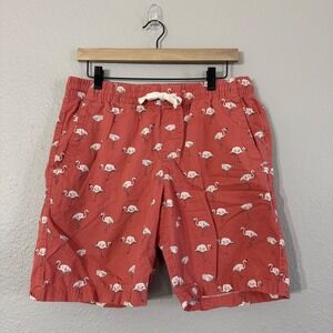 American‎ Republic Men's Size M Coral Flamingo Print Cotton Drawstring Shorts